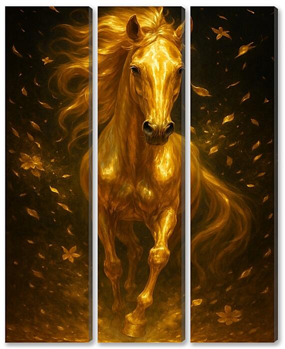 Модульная картина - Золотая лошадь