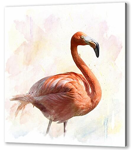 Картина маслом - Розовый фламинго