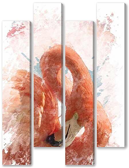 Модульная картина - Розовый фламинго