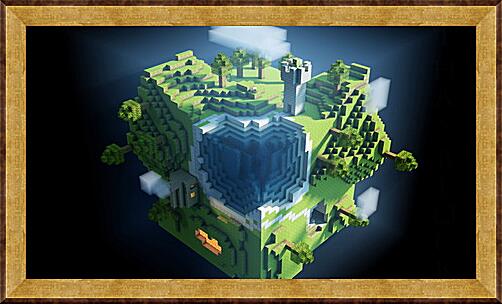Картина - minecraft, planet, cube