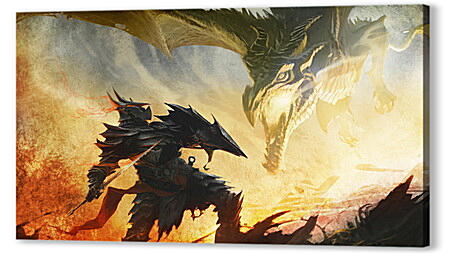 Постер (плакат) - the elder scrolls, dragon, warrior

