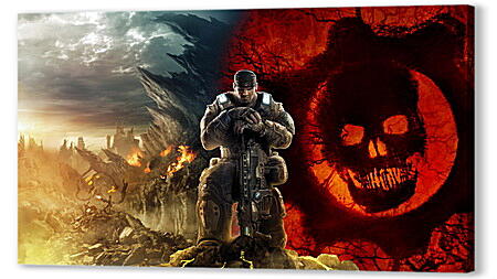 Картина маслом - gears of war, skull, soldier
