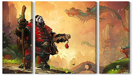 Модульная картина - world of warcraft, mists of pandaria, panda