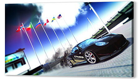Картина маслом - trackmania, car, flags