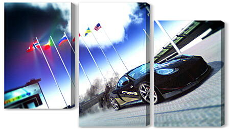 Модульная картина - trackmania, car, flags