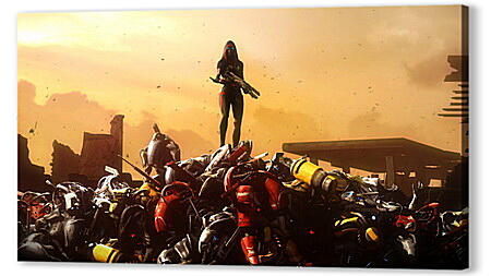 Постер (плакат) - mass effect, soldier, robots
