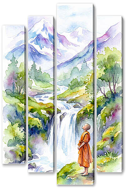 Модульная картина - На природе, акварель