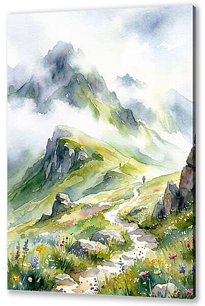 Красивые горы, акварель
