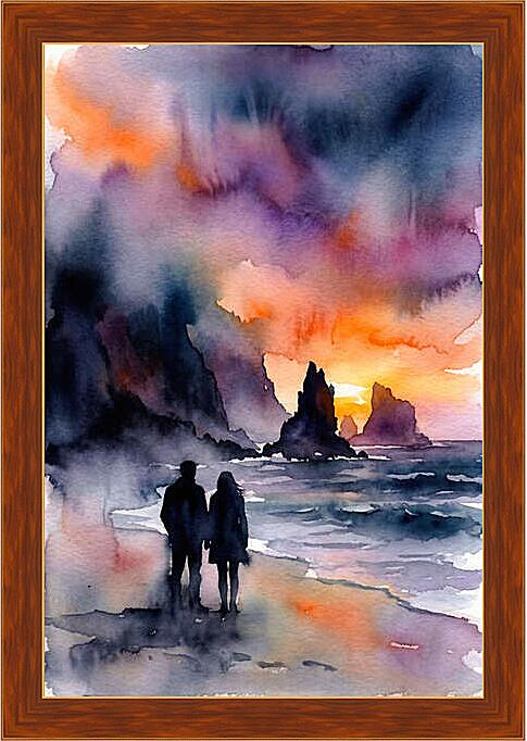 Картина - Закат, акварель