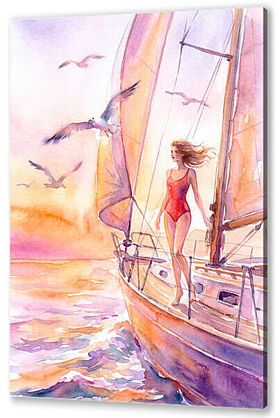 На море, акварель