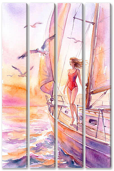 Модульная картина - На море, акварель