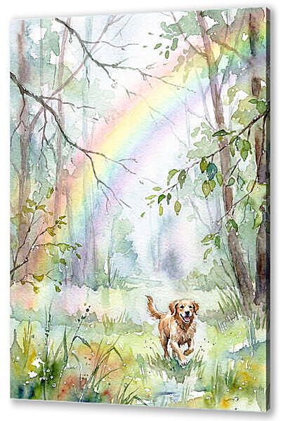 Собака под дождем, акварель