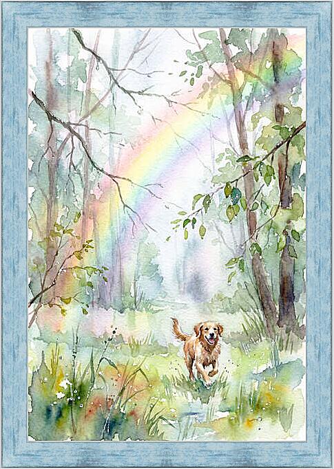 Картина - Собака под дождем, акварель