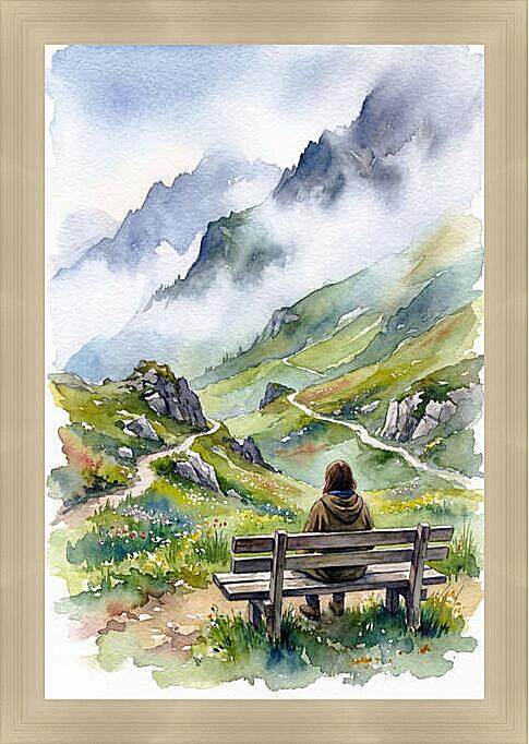 Картина - В ожидании, акварель
