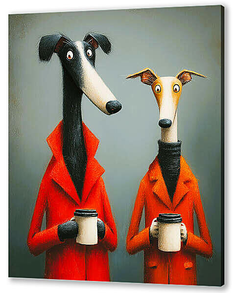 Собаки пьют кофе, для детской и гостиной