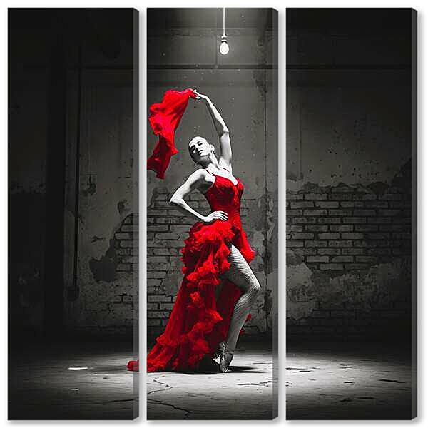 Модульная картина - Испанский танец, чб постер