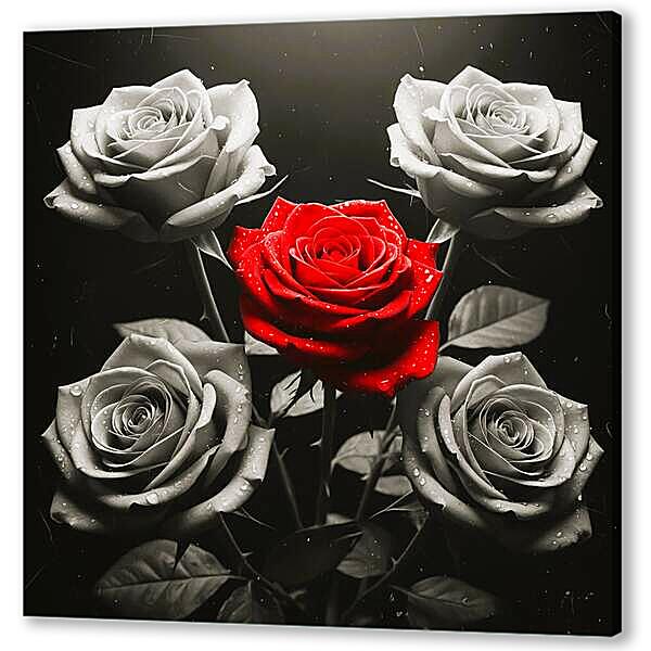 Розы, чб постер