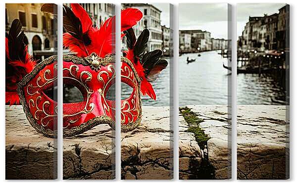 Модульная картина - Маска, чб постер