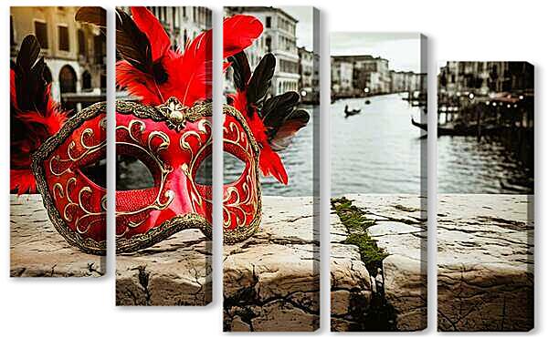 Модульная картина - Маска, чб постер