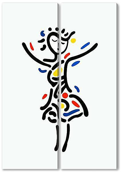 Модульная картина - Девушка, весёлая графика