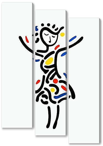 Модульная картина - Девушка, весёлая графика