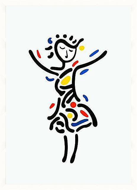 Картина - Девушка, весёлая графика