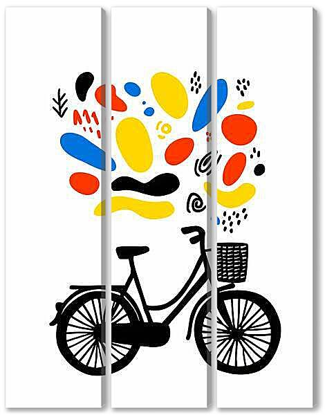 Модульная картина - Велосипед, весёлая графика