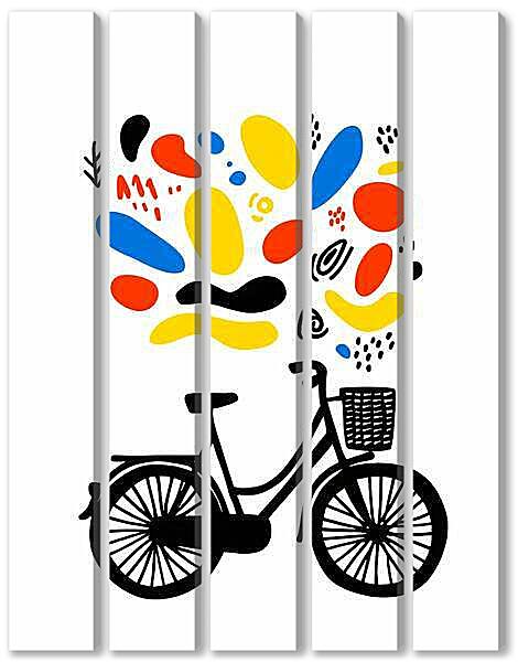 Модульная картина - Велосипед, весёлая графика