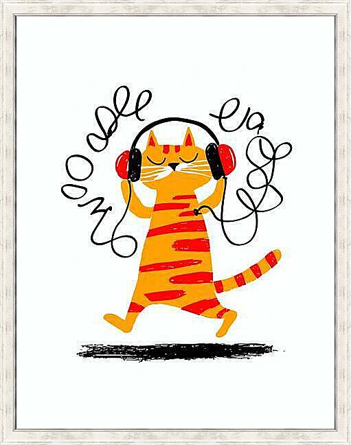 Картина - Кот в наушниках, весёлый стиль