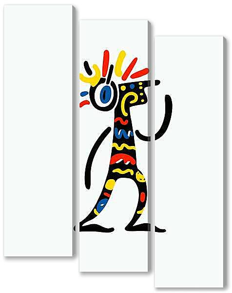 Модульная картина - В наушниках, весёлая графика