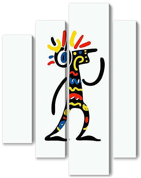 Модульная картина - В наушниках, весёлая графика