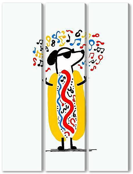 Модульная картина - Хот дог, весёлая графика