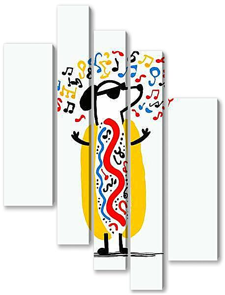 Модульная картина - Хот дог, весёлая графика