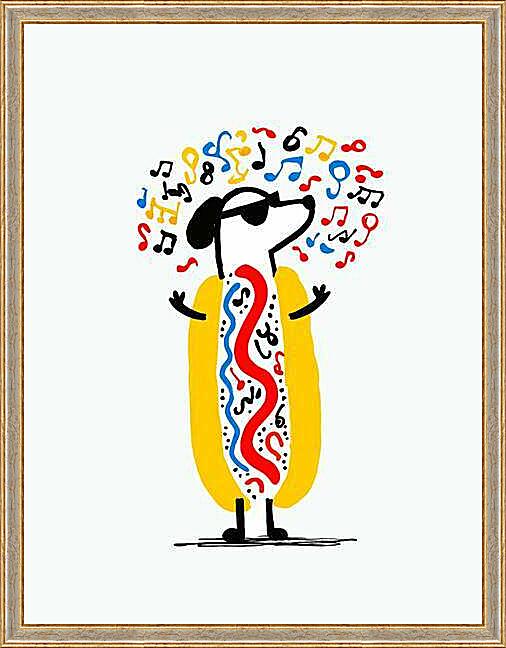 Картина - Хот дог, весёлая графика