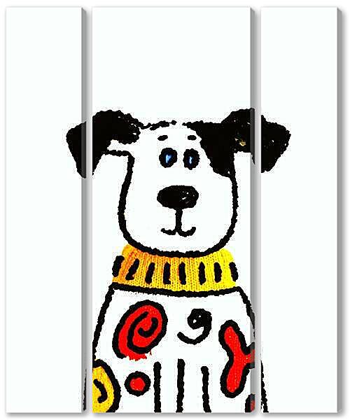 Модульная картина - Пёс, весёлая графика