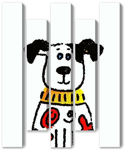 Модульная картина - Пёс, весёлая графика