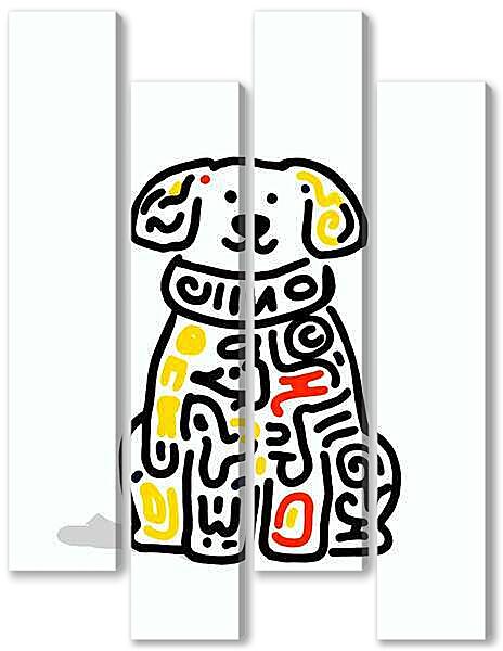 Модульная картина - Собака, весёлая графика