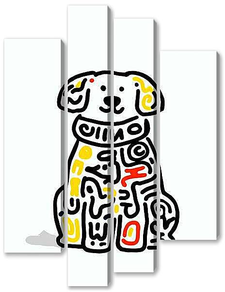 Модульная картина - Собака, весёлая графика