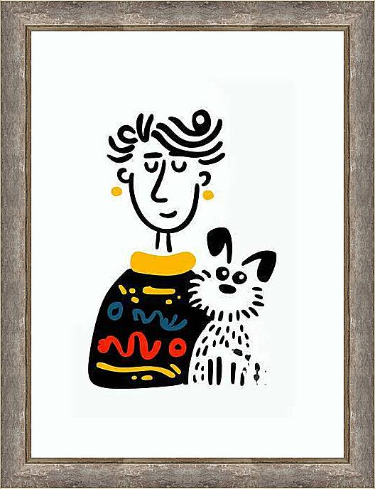 Картина - С собакой, весёлая графика