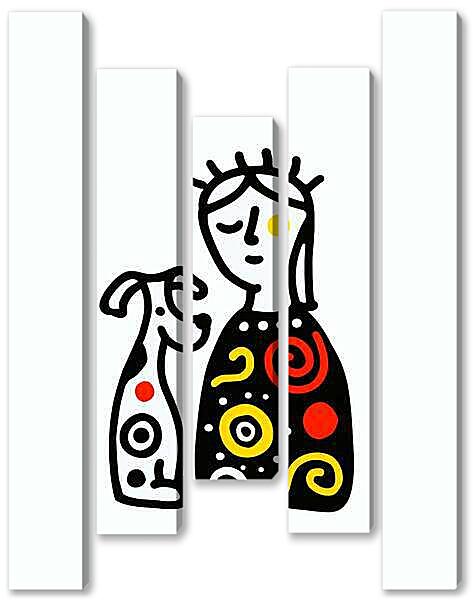 Модульная картина - Я и моя собака, веселая графика