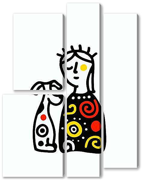 Модульная картина - Я и моя собака, веселая графика