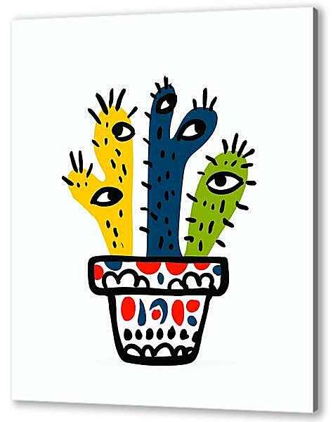 Постер (плакат) - Кактус с глазами, веселая графика