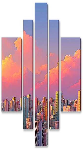 Модульная картина - Город 4, фэнтези