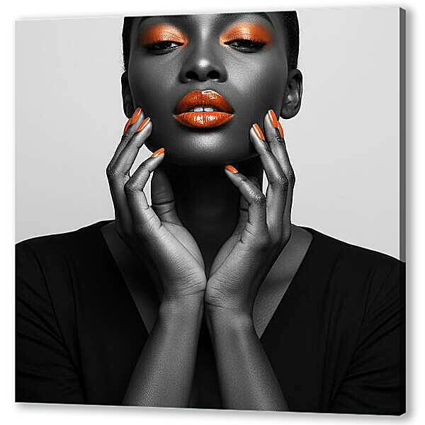 Постер (плакат) - Модель, чб постер с цветными элементами