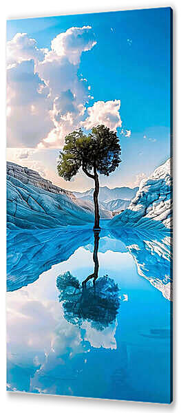 Дерево в отражении озера