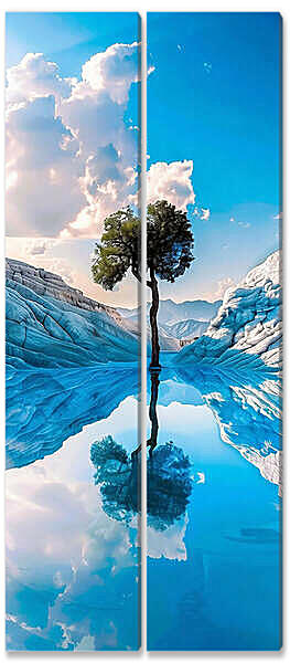 Модульная картина - Дерево в отражении озера