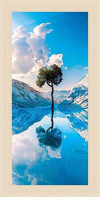 Картина - Дерево в отражении озера