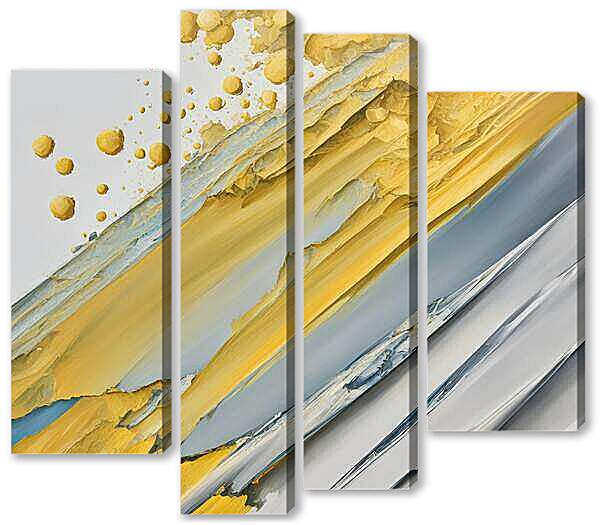 Модульная картина - Серо-желтая абстракция