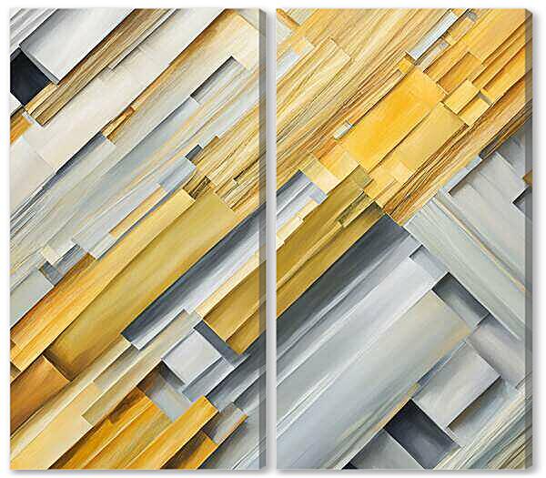 Модульная картина - Серо-желтые полосы