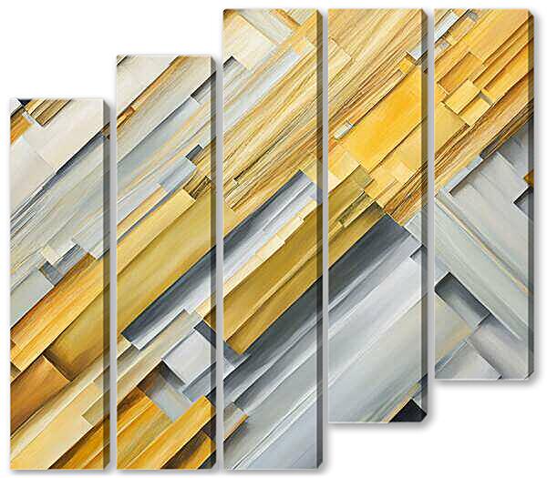 Модульная картина - Серо-желтые полосы